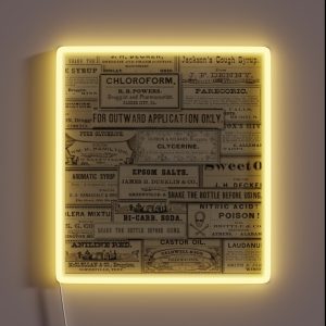 Collage Of Vintage Pharmacy Labels RGB Neon Sign