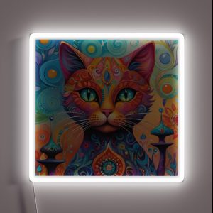Colorful Boho Cat RGB Neon Sign