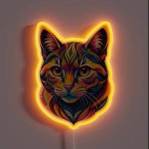Colorful Cat Portrait Vibrant Feline Art Illustration RGB Neon Sign Colorful Cat Portrait Vibrant Feline Art Illustration RGB Neon Sign