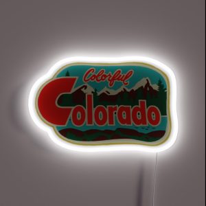 Colorful Colorado Vintage Travel Decal RGB Neon Sign Colorful Colorado Vintage Travel Decal RGB Neon Sign