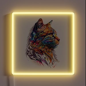 Colorful Illustration Of A Cat S Head RGB Neon Sign Colorful Illustration Of A Cat S Head RGB Neon Sign