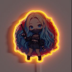 Colorful Ninja Girl Chibi RGB Neon Sign