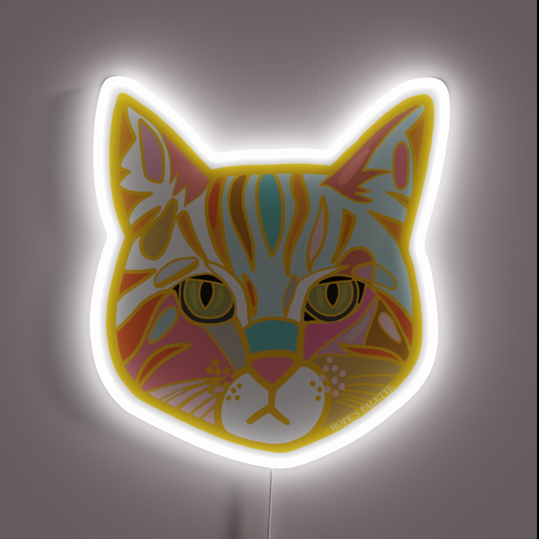 Colorful Orange Cat Head RGB Neon Sign Colorful Orange Cat Head RGB Neon Sign