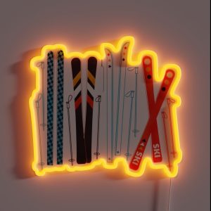 Colorful Retro Ski Illustration RGB Neon Sign
