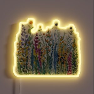 Colorful Wildflowers Botanicals Floral RGB Neon Sign