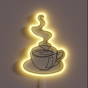 Continuous Line Art Of Hot Drink RGB Neon Sign
