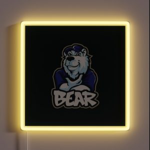 Cool Bear Mascot Design RGB Neon Sign