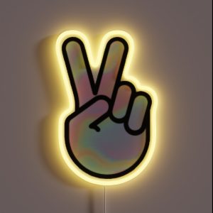 Cool Peace Sign Hand RGB Neon Sign