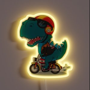 Cool T Rex Biker RGB Neon Sign