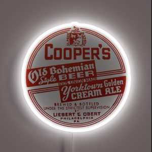 Cooper S Old Bohemian Style Beer Yorktown Golden Cream Ale Liebert And Obert Philadelphia PA RGB Neon Sign