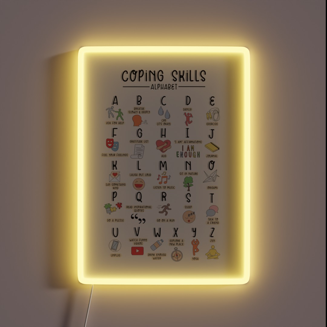 Coping Skills Alphabet RGB Neon Sign Coping Skills Alphabet RGB Neon Sign
