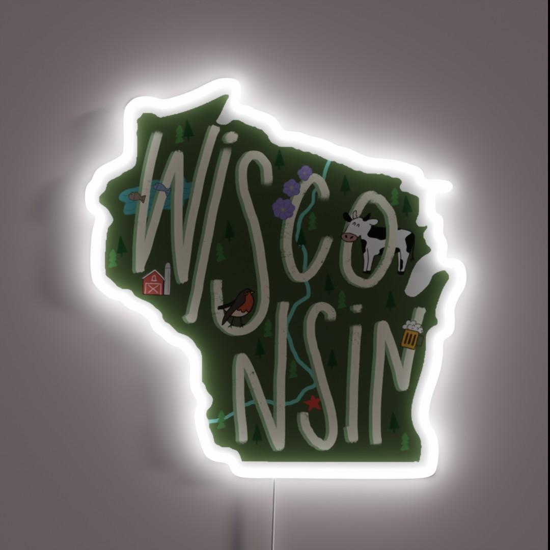 Copy Of Wisconsin RGB Neon Sign Copy Of Wisconsin RGB Neon Sign