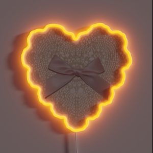 Coquette Balletcore Heart Lace Bow RGB Neon Sign
