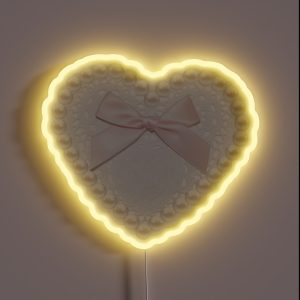 Coquette Heart Bow Lace Pearl Pink RGB Neon Sign Coquette Heart Bow Lace Pearl Pink RGB Neon Sign