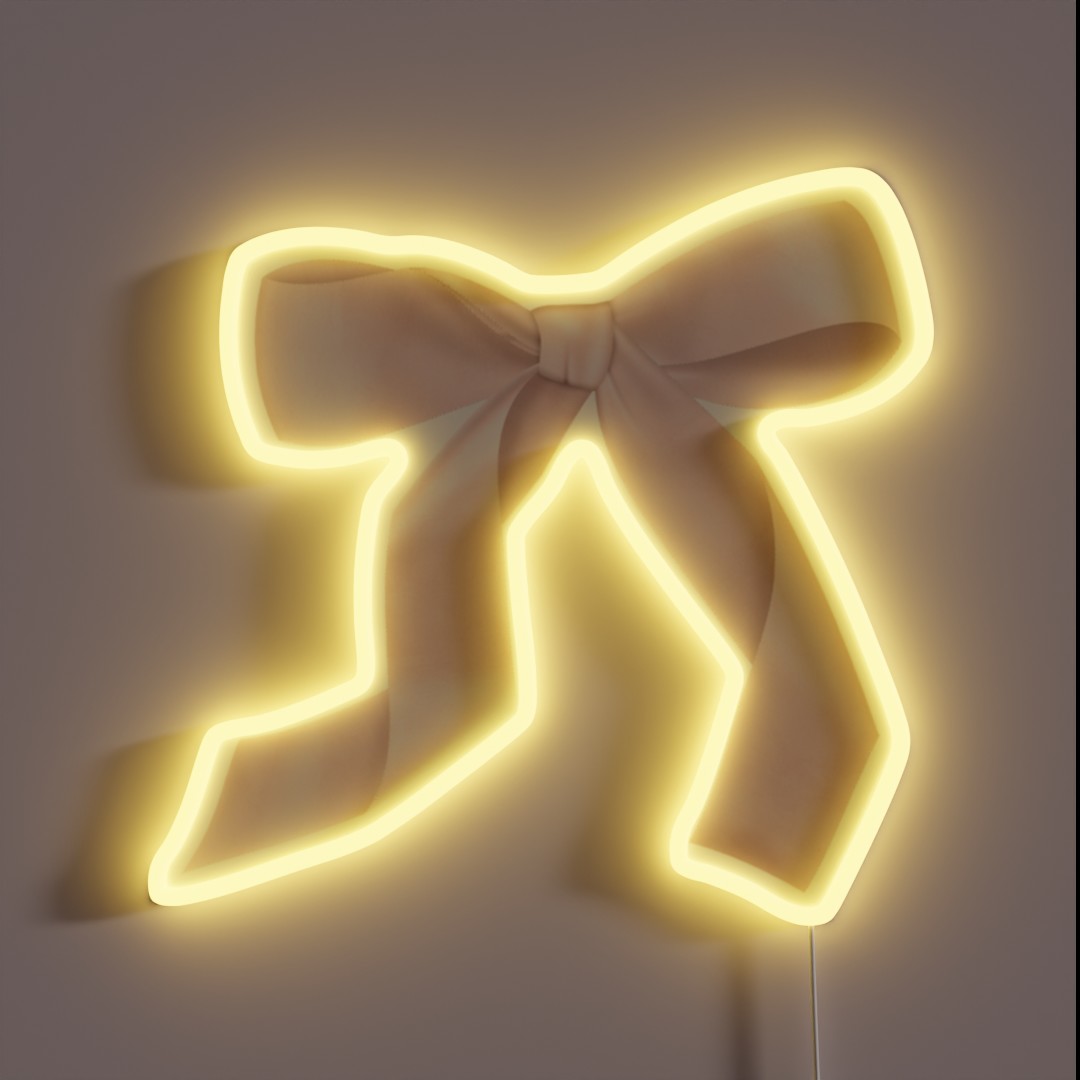 Coquette Ribbon Bow Pink RGB Neon Sign Coquette Ribbon Bow Pink RGB Neon Sign