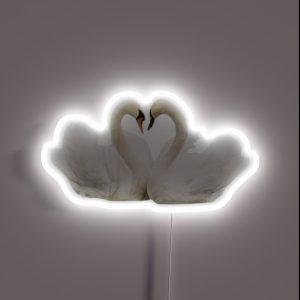 Coquette Swans Heart Love RGB Neon Sign
