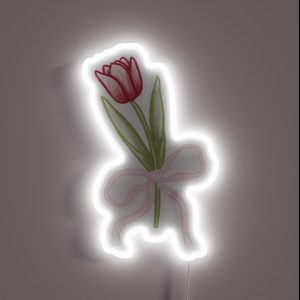 Coquette Tulip And Ribbon Bow RGB Neon Sign