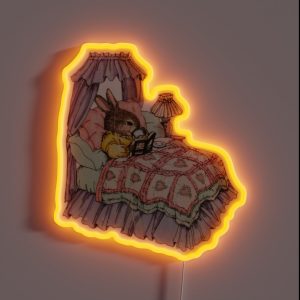 Coquette Vintage Bunny Reading A Book RGB Neon Sign