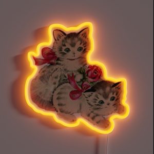 Coquette Vintage Cat RGB Neon Sign