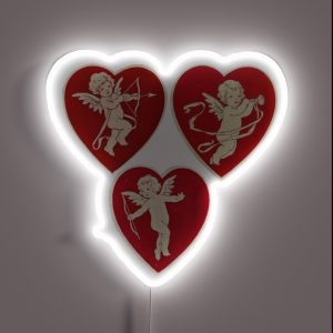 Coquette Vintage Cherub Heart RGB Neon Sign