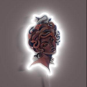 Coral And Blue Medusa Portrait RGB Neon Sign Coral And Blue Medusa Portrait RGB Neon Sign