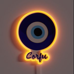 CORFU GREECE EVIL EYE Mati Blue White RGB Neon Sign