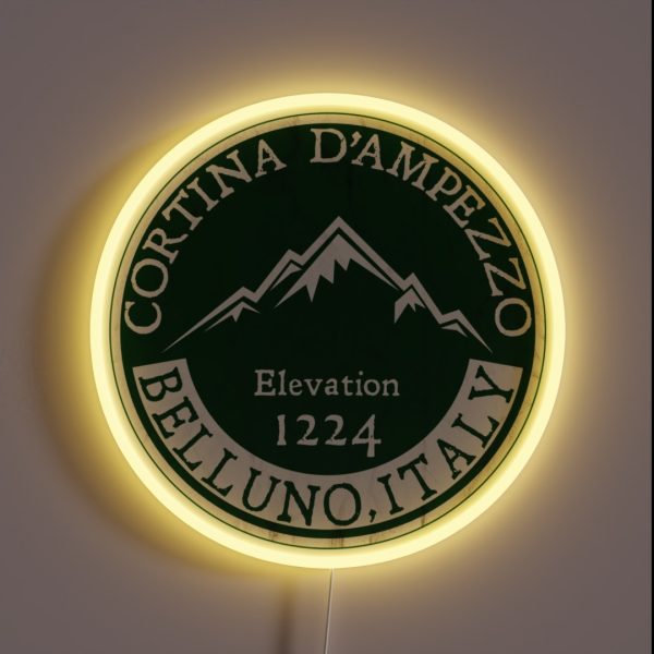 Cortina D Ampezzo Skiing Italy Dolomite RGB Neon Sign