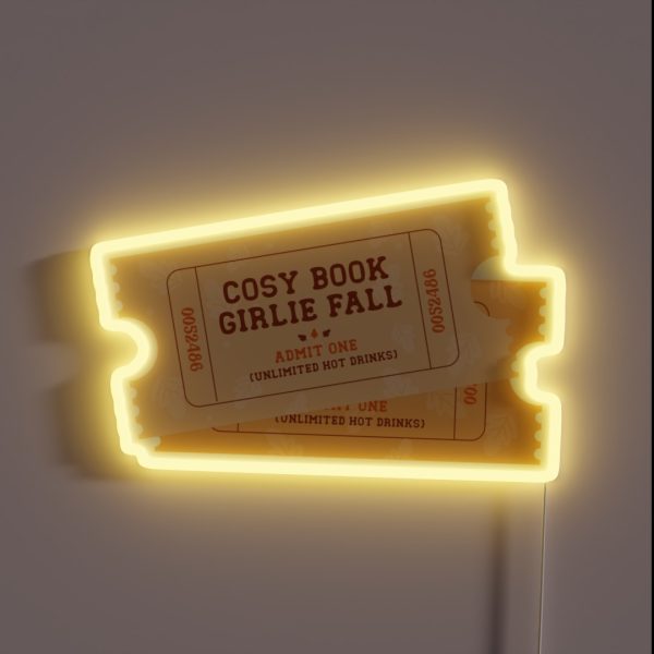 Cosy Book Girlie Fall Ticket RGB Neon Sign