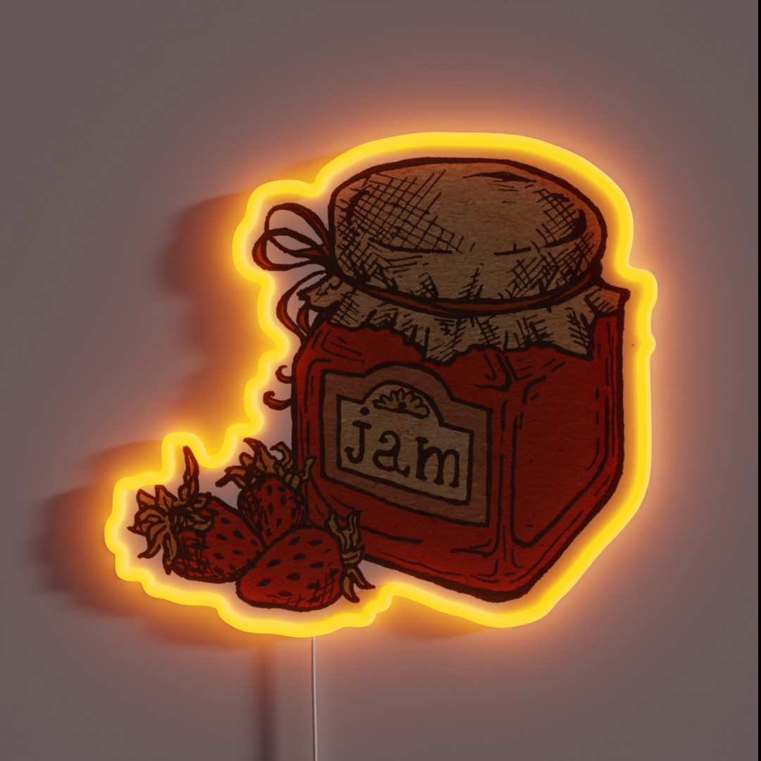 Cottage Core Jam Illustration RGB Neon Sign