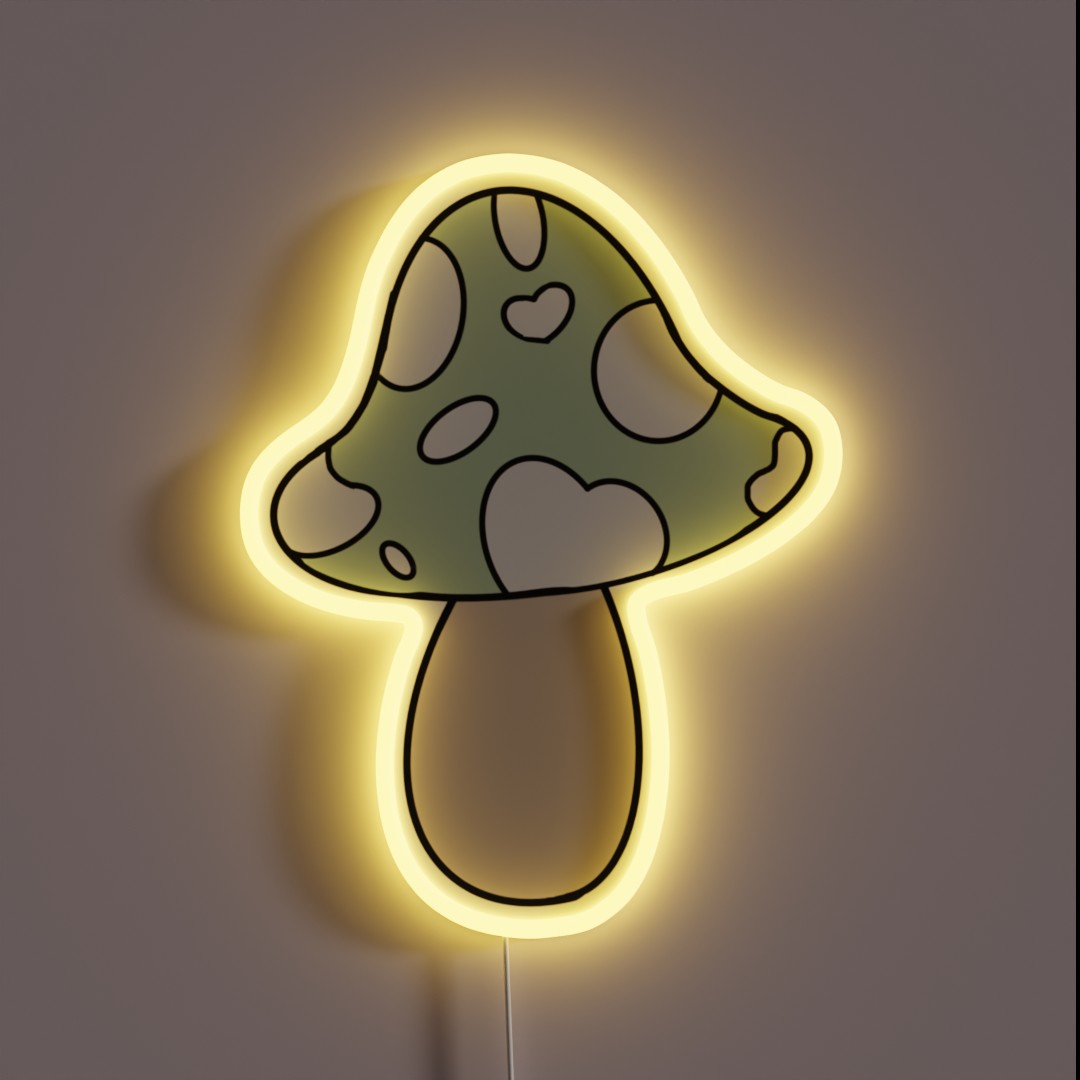 Cottagecore Sage Mushroom RGB Neon Sign