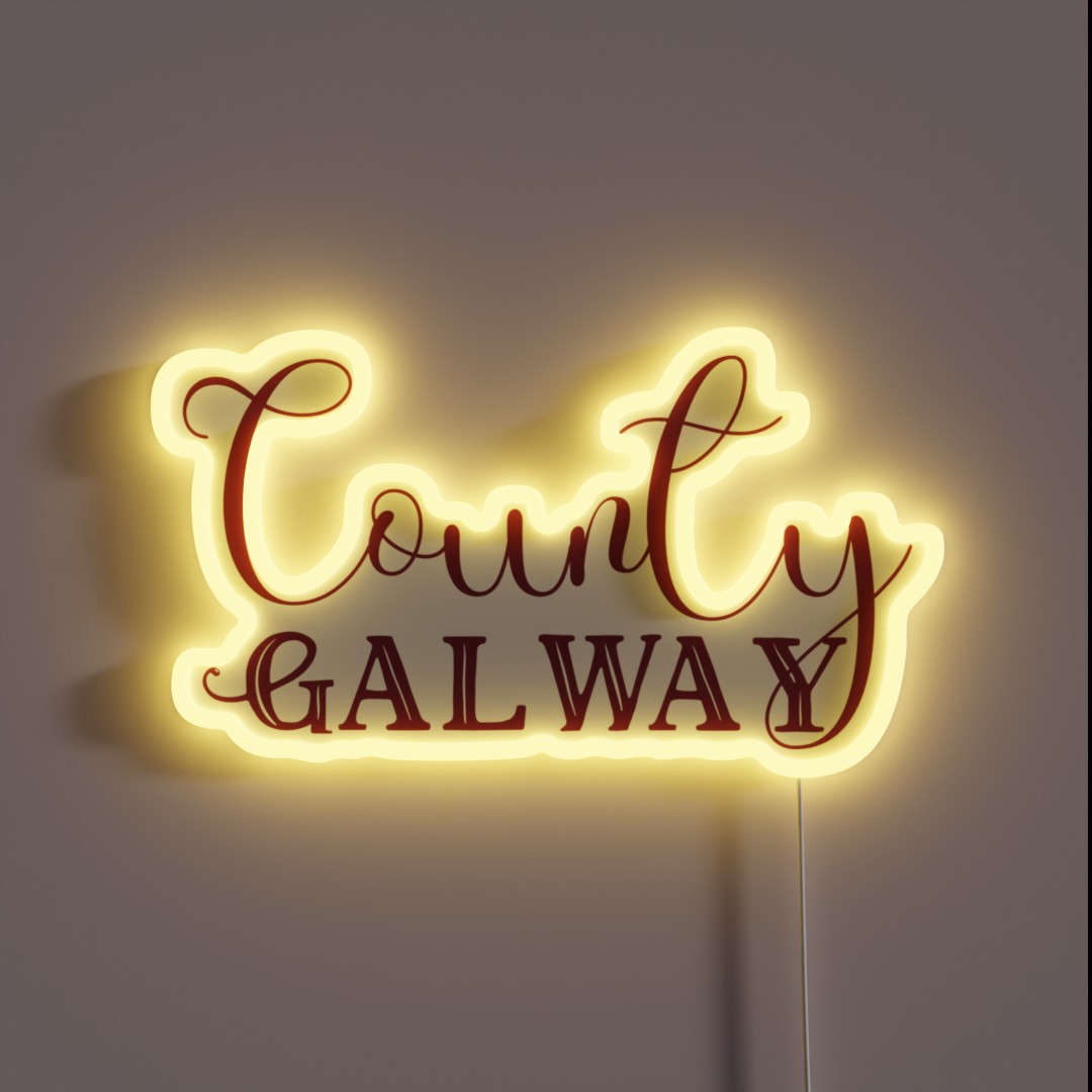 County Galway In Burgundy Font RGB Neon Sign County Galway In Burgundy Font RGB Neon Sign