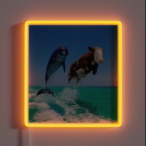 Cow Swimming With Dolphin RGB Neon Sign