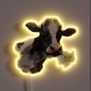 Cow With Daisy RGB Neon Sign
