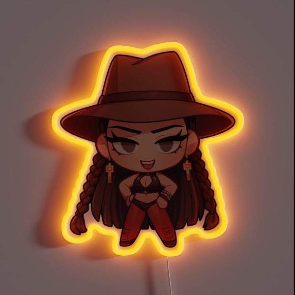 Cowboy Girl Chibi RGB Neon Sign