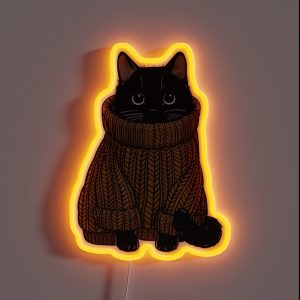 Cozy Autumn Sweater Cat RGB Neon Sign
