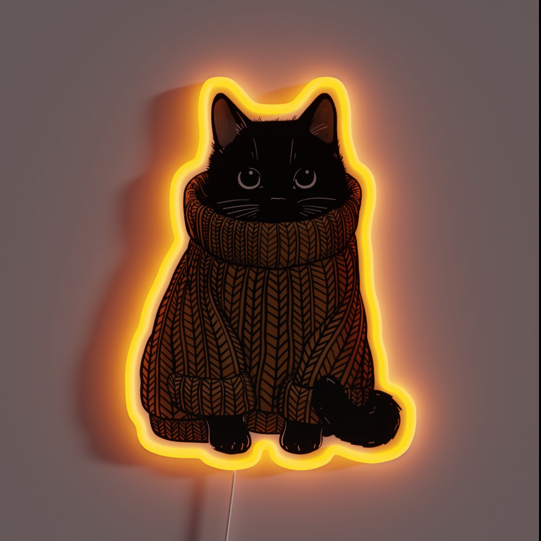 Cozy Autumn Sweater Cat RGB Neon Sign Cozy Autumn Sweater Cat RGB Neon Sign