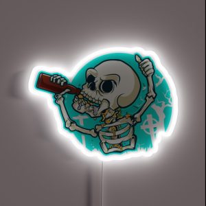 Craft Beer Drinking Skeleton Hops Malt Skull RGB Neon Sign