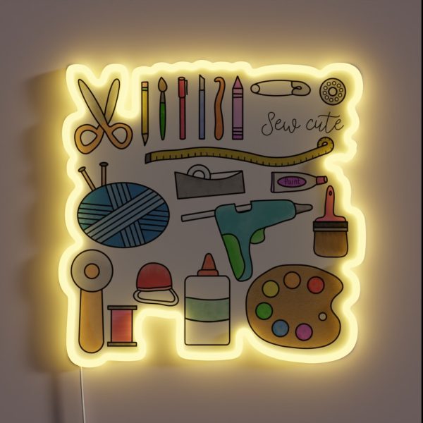 Craft Supply Doodles RGB Neon Sign