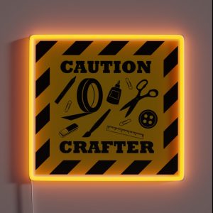 Crafters Caution Black And Yellow Sign RGB Neon Sign Crafters Caution Black And Yellow Sign RGB Neon Sign
