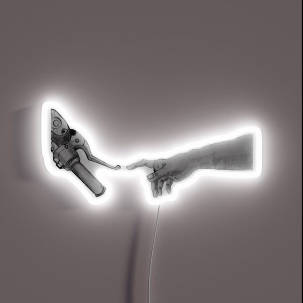 Creation Of Adam Motorcycle Version RGB Neon Sign