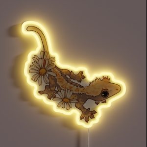 Crested Gecko With Daisies RGB Neon Sign Crested Gecko With Daisies RGB Neon Sign
