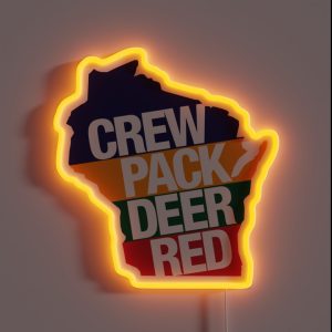 Crew Pack Deer Red Wisconsin RGB Neon Sign Crew Pack Deer Red Wisconsin RGB Neon Sign