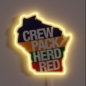 Crew Pack Herd Red Wisconsin RGB Neon Sign Crew Pack Herd Red Wisconsin RGB Neon Sign
