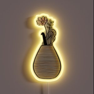 Crochet Flower Vase With Crochet Hook And Yarn RGB Neon Sign