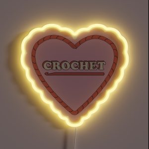 Crochet Hook And Yarn Heart RGB Neon Sign