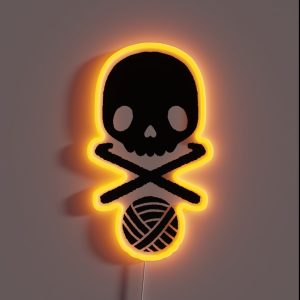 Crochet Hook Skull And Crossbones Yarn Ball RGB Neon Sign