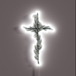Cross With Little Flowers 3 RGB Neon Sign