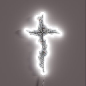 Cross With Little Flowers 5 RGB Neon Sign