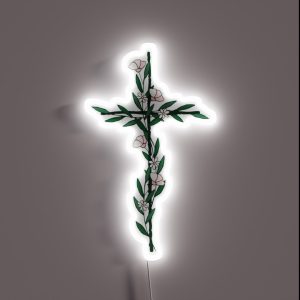 Cross With Little Flowers 7 RGB Neon Sign