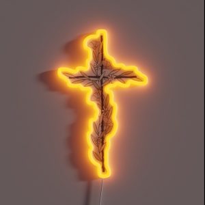 Cross With Little Flowers RGB Neon Sign